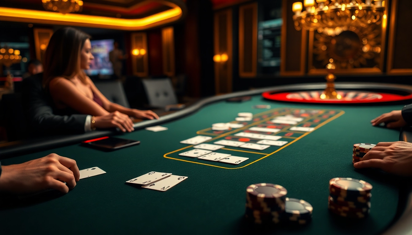 Exciting blackjack game at a luxury casino showcasing 88i's thrilling gambling experience.
