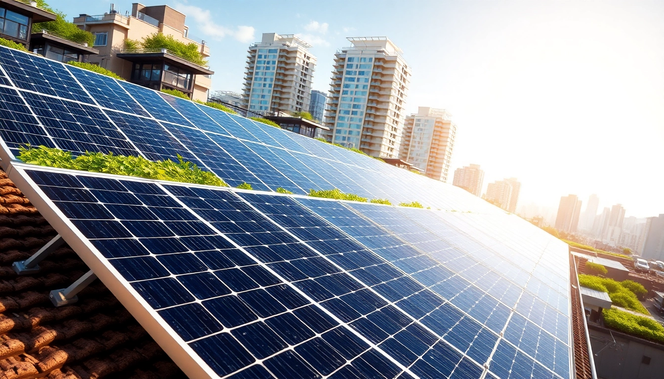 Solar Wien zeigt die Installation von Solaranlagen in einer umweltfreundlichen Stadtumgebung.