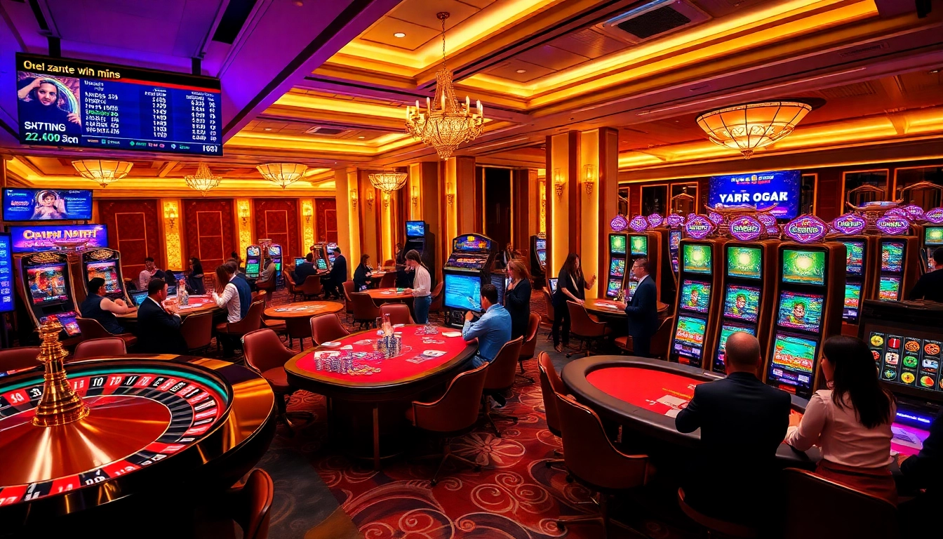 Exciting casino atmosphere with gamblers at tables showcasing https://xx88tv.com/ experiences.