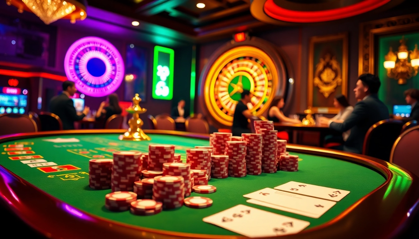 Experience the thrill of online gambling with high-stakes poker at https://8kbett2a.org/ showcasing vibrant casino elements.