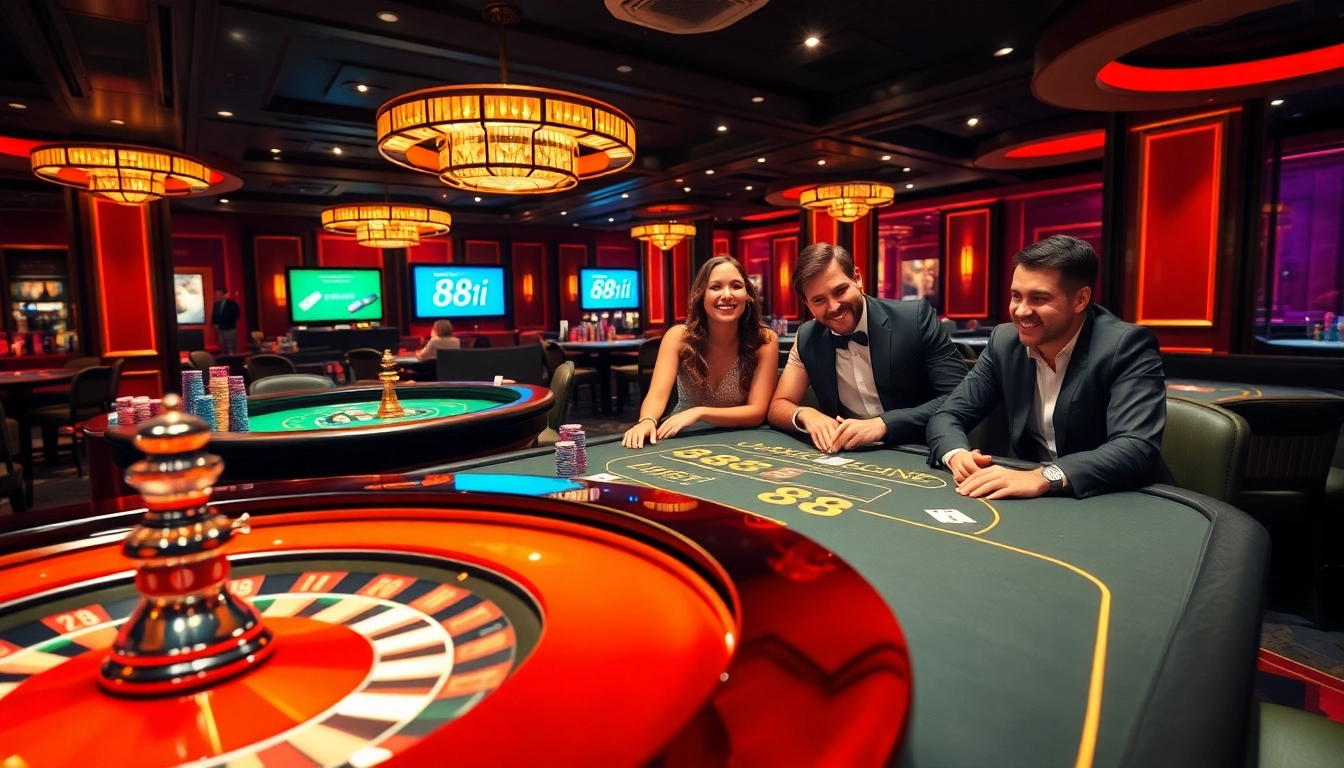 Engage in thrilling gameplay at 88i casino with vibrant gaming tables and chips.